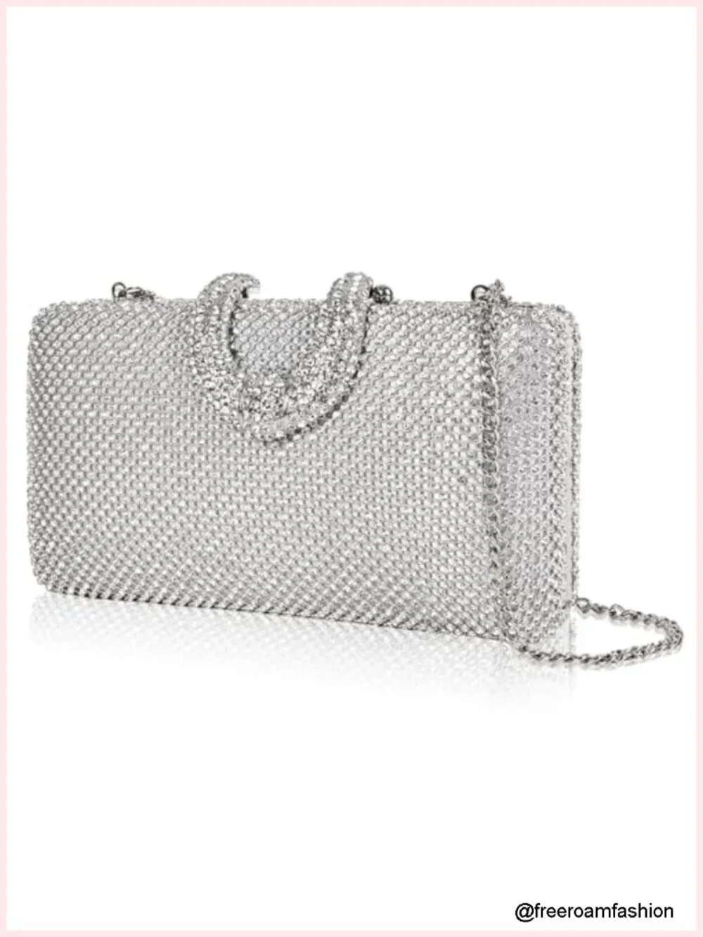 Crystal-Encrusted Rhinestone Clutch Evening Handbag with Detachable Chain